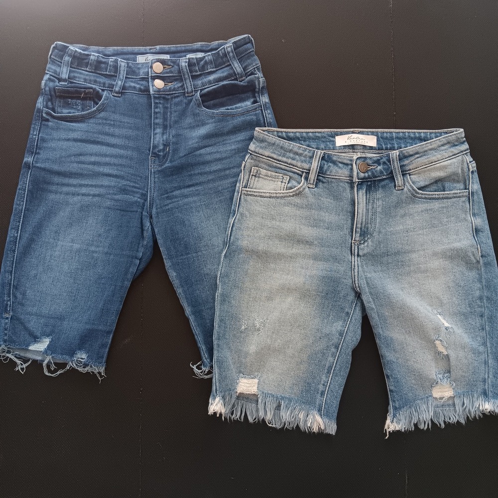 KanCan Denim Shorts Bundle Women 25 *27 Blue Mid Rise Bermuda Frayed Hem EUC